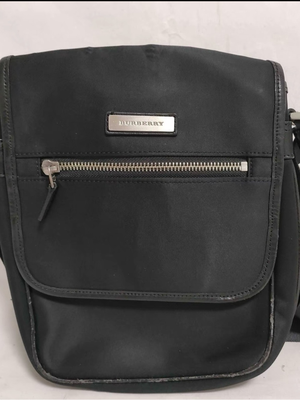 Burberry Black Nylon Messenger Crossbody with Silver Hardware